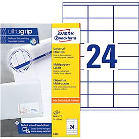 AVERY Zweckform Universal-Etiketten 3422, ultragrip, 70 x 35 mm, 2400 Stück