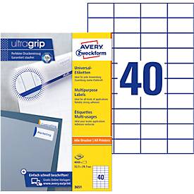 AVERY Zweckform Universal-Etiketten 3651, ultragrip, 52,5 x 29,7 mm, 4000 Stück