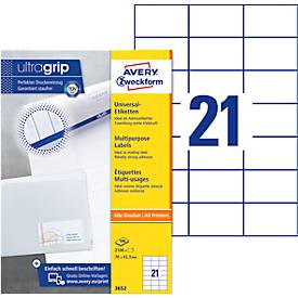 AVERY Zweckform Universal-Etiketten 3652, ultragrip, 70 x 42,3 mm, 2100 Stück