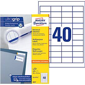 AVERY Zweckform Universal-Etiketten 3657, ultragrip, 48,5 x 25,4 mm, 4000 Stück