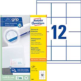AVERY Zweckform Universal-Etiketten 3661, ultragrip, 70 x 67,7 mm, 1200 Stück