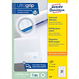 AVERY Zweckform Universal-Etiketten 3670, ultragrip, 64 x 36 mm, 2100 Stück