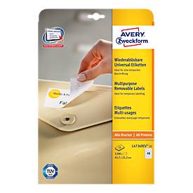 AVERY Zweckform Universal-Etiketten, 45,7 x 21,2 mm, wiederablösbar