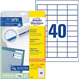 AVERY Zweckform Universal-Etiketten 4780, ultragrip, 48,5 x 25,4 mm, 1000 + 200 Stück