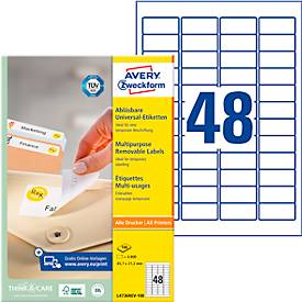 Avery Zweckform Universal-Etiketten, 4800 Etiketten, 45,7 x 21,2 mm