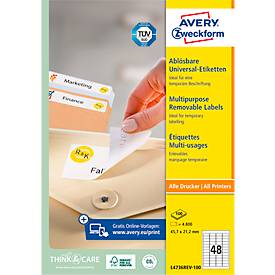 Avery Zweckform Universal-Etiketten, 4800 Etiketten, 45,7 x 21,2 mm