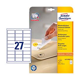 AVERY Zweckform Universal-Etiketten, 63,5 x 29,6 mm, wiederablösbar