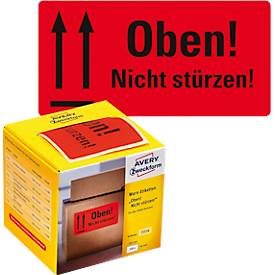 AVERY® Zweckform Warnetiketten Oben, B 100 x H 50 mm, rot, 1 Rolle mit 200 Stück