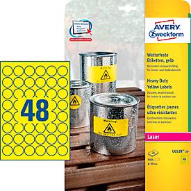 Avery Zweckform Wetterfeste Folien-Etiketten, ø 30 mm, permanent, gelb