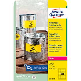 Avery Zweckform Wetterfeste Folien-Etiketten L6103-20, 45,7 x 21,2 mm, permanent, gelb