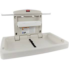 Baby-Wickelstation Rubbermaid®, für die horizontale Wandmontage, antimikrobiell, klappbar, Ablage, Halterung für bis zu 40 Unterlagen, PP, platin