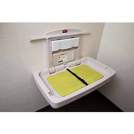 Baby-Wickelstation Rubbermaid®, für die horizontale Wandmontage, antimikrobiell, klappbar, Ablage, Halterung für bis zu 40 Unterlagen, PP, platin