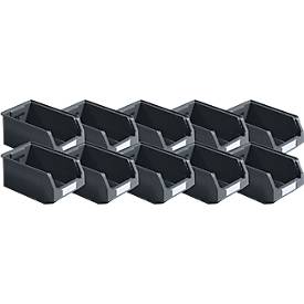 Bac à bec SSI SCHÄFER série ENTRY 321 - en plastique recyclé - L 343 x l 209 x H 145 mm - noir - 10 pièces