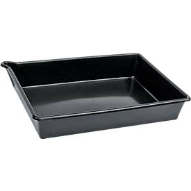 Bac de rétention pour petits conteneurs, sans grille, capacité 16 l, polyéthylène, noir