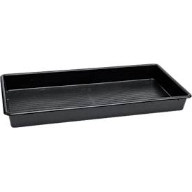 Bac de rétention pour petits conteneurs, sans grille, capacité 64,5 l, polyéthylène, noir