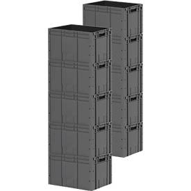 Bac Euro série LTF 6320 - PP recyclé - L 600 x l. 400 x H 320 mm -  62,7 L - jusqu'à 30 kg - gris fer - 10 pièces