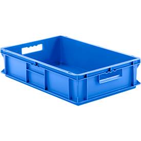 Bac gerbable aux dim. Euro EF 6140, en PP, cloisons pleines, 26,8 litres, bleu