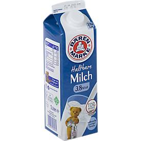 Bärenmarke H-Vollmilch, Fettgehalt 3,8 %, homogenisiert, ultrahocherhitzt, 12 x 1 l