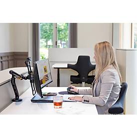 Bakker Elkhuizen Monitorarm BE Universal Crossbar, für 2 Displays 17-35″ höhenverstellbar, um 360° drehbar, schwenkbar, Kabelmanagement, schwarz