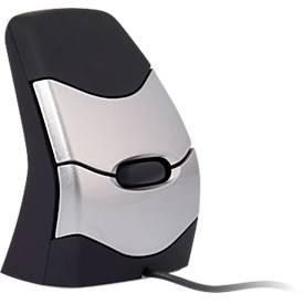 BakkerElkhuizen DXT 2 Precision Mouse, kabelgebunden, vier DPI Stufen (500, 1000, 1500, 2000), Laser-Sensor, Plug & Play, ergonomisch, für Rechts- und Linkshänder, B 45 x H 81 x T 56 mm, grau/silber