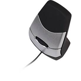 BakkerElkhuizen DXT 2 Precision Mouse, kabelgebunden, vier DPI Stufen (500, 1000, 1500, 2000), Laser-Sensor, Plug & Play, ergonomisch, für Rechts- und Linkshänder, B 45 x H 81 x T 56 mm, grau/silber