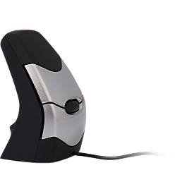 BakkerElkhuizen DXT 2 Precision Mouse, kabelgebunden, vier DPI Stufen (500, 1000, 1500, 2000), Laser-Sensor, Plug & Play, ergonomisch, für Rechts- und Linkshänder, B 45 x H 81 x T 56 mm, grau/silber