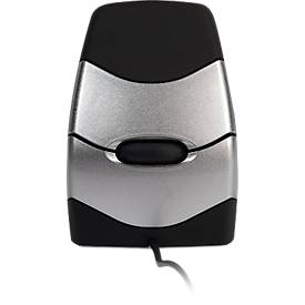BakkerElkhuizen DXT 2 Precision Mouse, kabelgebunden, vier DPI Stufen (500, 1000, 1500, 2000), Laser-Sensor, Plug & Play, ergonomisch, für Rechts- und Linkshänder, B 45 x H 81 x T 56 mm, grau/silber