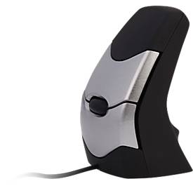 BakkerElkhuizen DXT 2 Precision Mouse, kabelgebunden, vier DPI Stufen (500, 1000, 1500, 2000), Laser-Sensor, Plug & Play, ergonomisch, für Rechts- und Linkshänder, B 45 x H 81 x T 56 mm, grau/silber