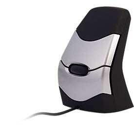 BakkerElkhuizen DXT 2 Precision Mouse, kabelgebunden, vier DPI Stufen (500, 1000, 1500, 2000), Laser-Sensor, Plug & Play, ergonomisch, für Rechts- und Linkshänder, B 45 x H 81 x T 56 mm, grau/silber