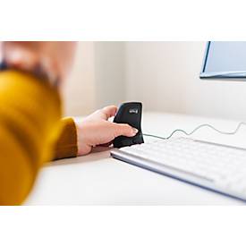 BakkerElkhuizen DXT 2 Precision Mouse, kabelgebunden, vier DPI Stufen (500, 1000, 1500, 2000), Laser-Sensor, Plug & Play, ergonomisch, für Rechts- und Linkshänder, B 45 x H 81 x T 56 mm, grau/silber