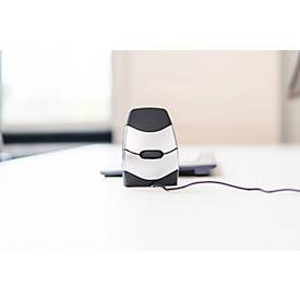 BakkerElkhuizen DXT 2 Precision Mouse, kabelgebunden, vier DPI Stufen (500, 1000, 1500, 2000), Laser-Sensor, Plug & Play, ergonomisch, für Rechts- und Linkshänder, B 45 x H 81 x T 56 mm, grau/silber