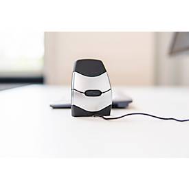BakkerElkhuizen DXT 2 Precision Mouse, kabelgebunden, vier DPI Stufen (500, 1000, 1500, 2000), Laser-Sensor, Plug & Play, ergonomisch, für Rechts- und Linkshänder, B 45 x H 81 x T 56 mm, grau/silber