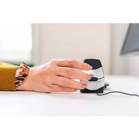 BakkerElkhuizen DXT 2 Precision Mouse, kabelgebunden, vier DPI Stufen (500, 1000, 1500, 2000), Laser-Sensor, Plug & Play, ergonomisch, für Rechts- und Linkshänder, B 45 x H 81 x T 56 mm, grau/silber