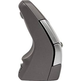 BakkerElkhuizen DXT 2 Precision Mouse Wireless, kabellos, vier DPI Stufen (500, 1000, 1500, 2000), Laser-Sensor, Plug & Play, ergonomisch, für Rechts- und Linkshänder, B 55 x H 80 x T 44 mm, grau/silber