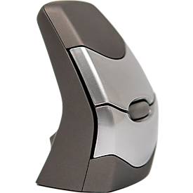 BakkerElkhuizen DXT 2 Precision Mouse Wireless, kabellos, vier DPI Stufen (500, 1000, 1500, 2000), Laser-Sensor, Plug & Play, ergonomisch, für Rechts- und Linkshänder, B 55 x H 80 x T 44 mm, grau/silber