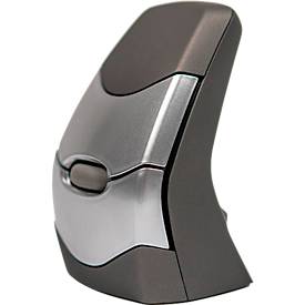 BakkerElkhuizen DXT 2 Precision Mouse Wireless, kabellos, vier DPI Stufen (500, 1000, 1500, 2000), Laser-Sensor, Plug & Play, ergonomisch, für Rechts- und Linkshänder, B 55 x H 80 x T 44 mm, grau/silber