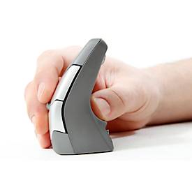 BakkerElkhuizen DXT 2 Precision Mouse Wireless, kabellos, vier DPI Stufen (500, 1000, 1500, 2000), Laser-Sensor, Plug & Play, ergonomisch, für Rechts- und Linkshänder, B 55 x H 80 x T 44 mm, grau/silber