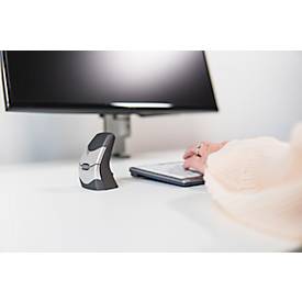 BakkerElkhuizen DXT 2 Precision Mouse Wireless, kabellos, vier DPI Stufen (500, 1000, 1500, 2000), Laser-Sensor, Plug & Play, ergonomisch, für Rechts- und Linkshänder, B 55 x H 80 x T 44 mm, grau/silber