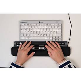 BakkerElkhuizen Maus ErgoSlider+, zentral, ergonomisch, kabelgebunden, Rollstab, 4 Tasten, USB-A/USB-C, schwarzgrau