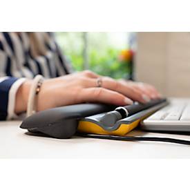 BakkerElkhuizen Maus ErgoSlider+, zentral, ergonomisch, kabelgebunden, Rollstab, 4 Tasten, USB-A/USB-C, schwarzgrau