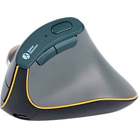 BakkerElkhuizen Vertikalmaus FastForward, für Rechtshänder, ergonomisch, 8 Tasten und Scrollrad, 5 DPI-Stufen, 3 Anschlussmöglichkeiten, dunkelgrau
