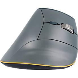 BakkerElkhuizen Vertikalmaus FastForward, für Rechtshänder, ergonomisch, 8 Tasten und Scrollrad, 5 DPI-Stufen, 3 Anschlussmöglichkeiten, dunkelgrau