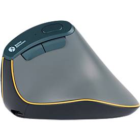 BakkerElkhuizen Vertikalmaus FastForward, für Rechtshänder, ergonomisch, 8 Tasten und Scrollrad, 5 DPI-Stufen, 3 Anschlussmöglichkeiten, dunkelgrau