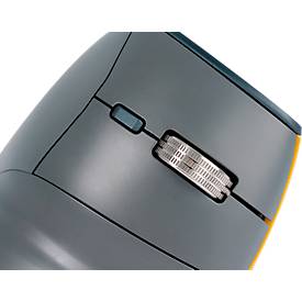 BakkerElkhuizen Vertikalmaus FastForward, für Rechtshänder, ergonomisch, 8 Tasten und Scrollrad, 5 DPI-Stufen, 3 Anschlussmöglichkeiten, dunkelgrau