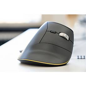 BakkerElkhuizen Vertikalmaus FastForward, für Rechtshänder, ergonomisch, 8 Tasten und Scrollrad, 5 DPI-Stufen, 3 Anschlussmöglichkeiten, dunkelgrau