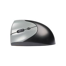 BakkerElkhuizen Vertikalmaus HandShake 3-Mode, ergonomisch, für Linkshänder, 7 Tasten und Scrollrad, 1000-6400 dpi, USB/Bluetooth/Kabel, grau-schwarz