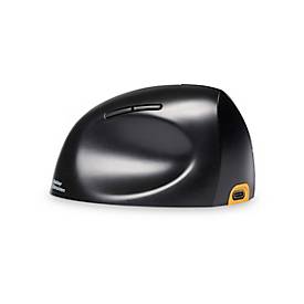 BakkerElkhuizen Vertikalmaus HandShake 3-Mode, ergonomisch, für Linkshänder, 7 Tasten und Scrollrad, 1000-6400 dpi, USB/Bluetooth/Kabel, grau-schwarz