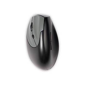 BakkerElkhuizen Vertikalmaus HandShake 3-Mode, ergonomisch, für Linkshänder, 7 Tasten und Scrollrad, 1000-6400 dpi, USB/Bluetooth/Kabel, grau-schwarz