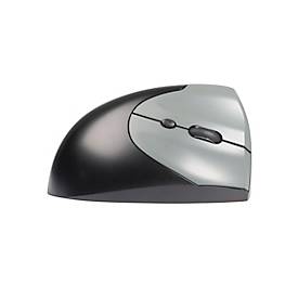 BakkerElkhuizen Vertikalmaus HandShake 3-Mode, ergonomisch, für Rechtshänder, 7 Tasten und Scrollrad, 1000-6400 dpi, USB/Bluetooth/Kabel, grau-schwarz