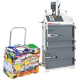Ballenpresse HSM V-Press 504, 2 vertikale Umreifungen für Ballen bis 60 kg, geeignet für Ballenentnahmewagen, Presskraft 40 kN, Kniehebelverschluss
